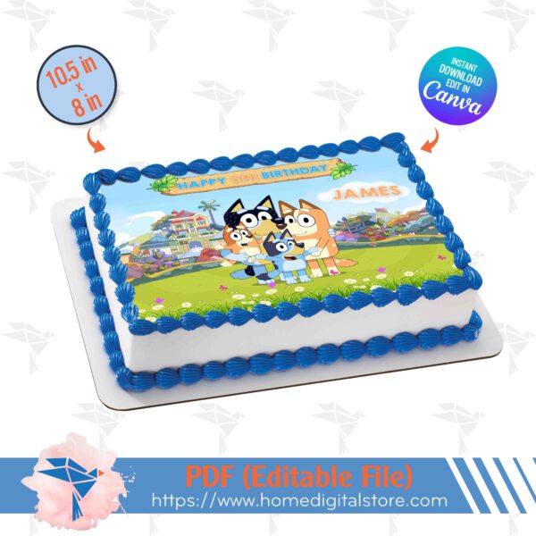 Bluey Edible Topper Cake Canva Template