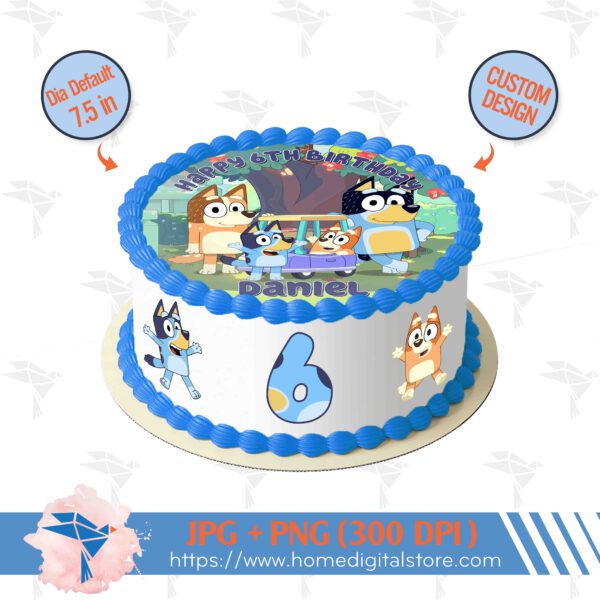 Round Circle Topper Cake Bluey