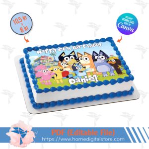 Bluey Edible Topper Cake Canva Template
