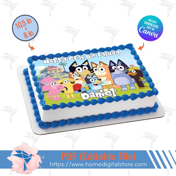 Bluey Edible Topper Cake Canva Template