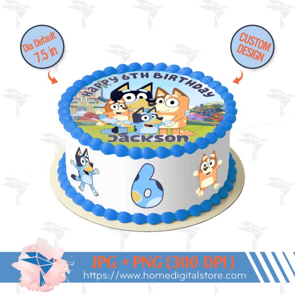 Bluey Round Circle Topper Cake