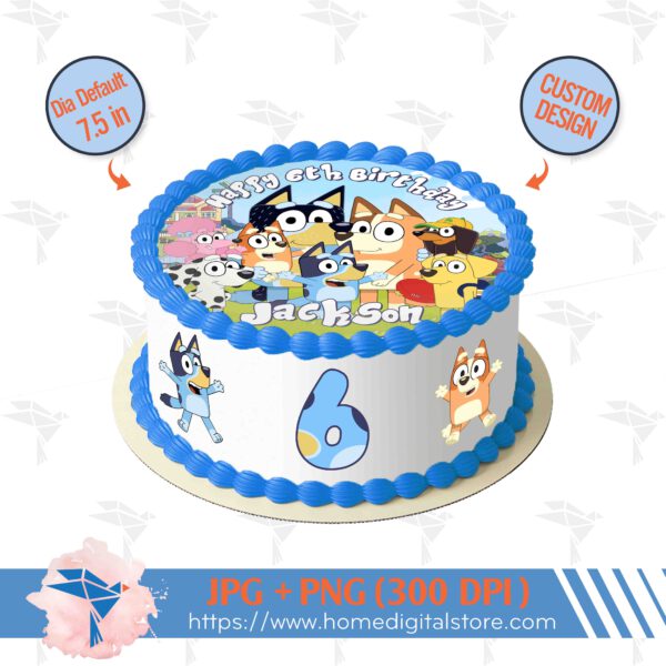 Round Circle Topper Cake Bluey
