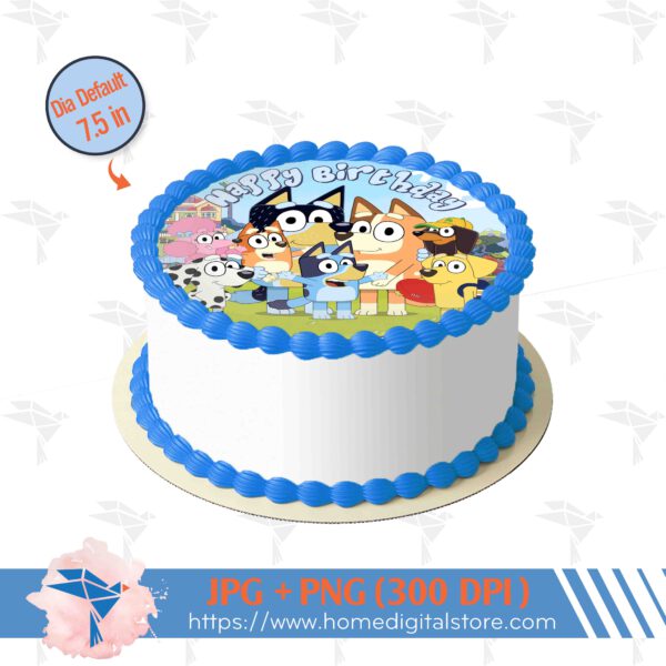 Round Circle Topper Cake Bluey