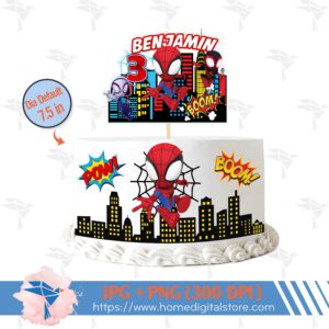 Round Circle Topper Cake Spidey