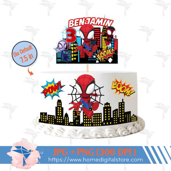 Round Circle Topper Cake Spidey