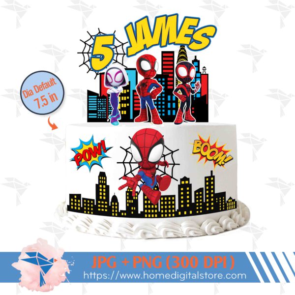 Round Circle Topper Cake Spidey