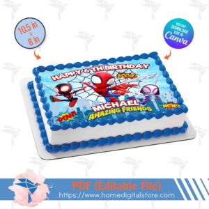 Spidey Edible Topper Cake Canva Template