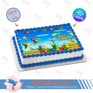 Topper Cake Edible Super Mario Canva Template