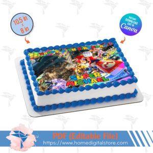 Super Mario Edible Topper Cake Canva Template
