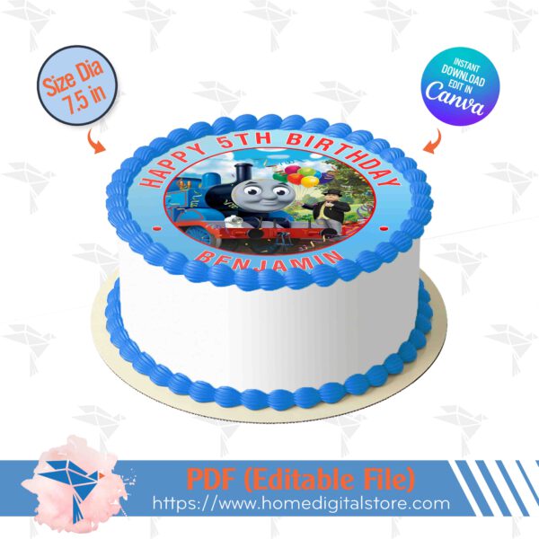 Thomas Train Edible Topper Cake Canva Template