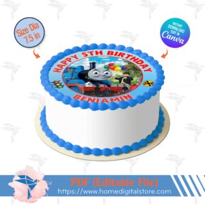 Thomas Train Edible Round Topper Cake Canva Template