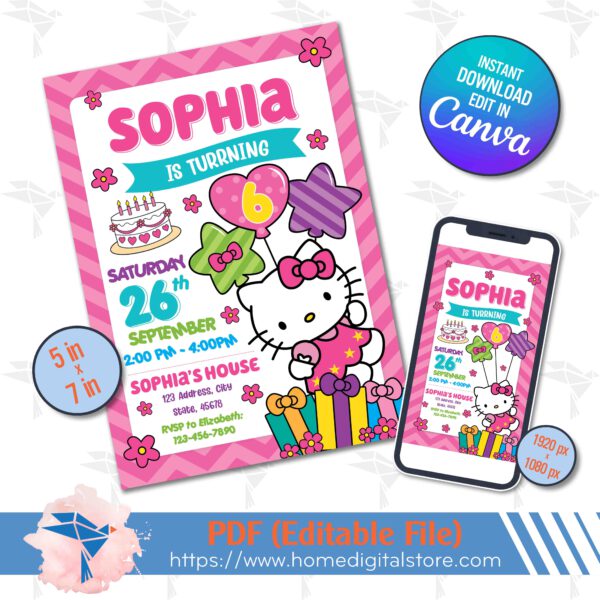 Hello Kitty Birthday Invitation