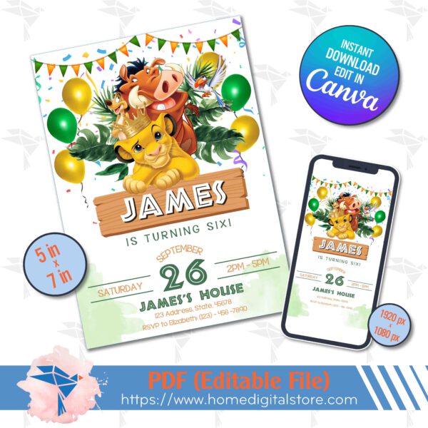 Invitation Birthday Lion King