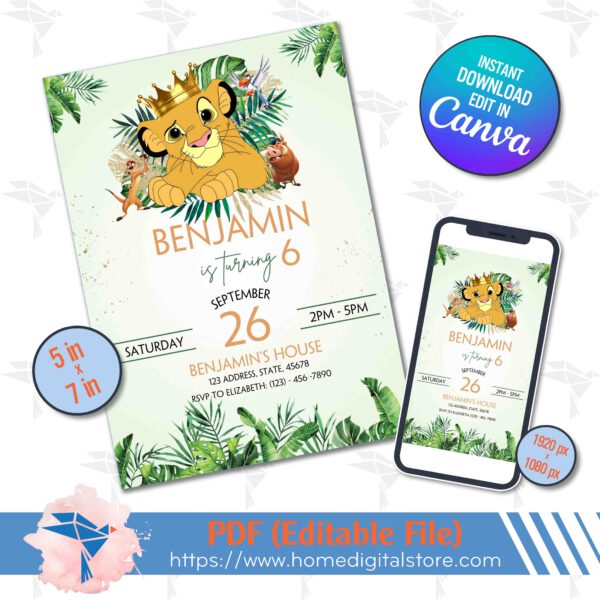 Invitation Birthday Lion King