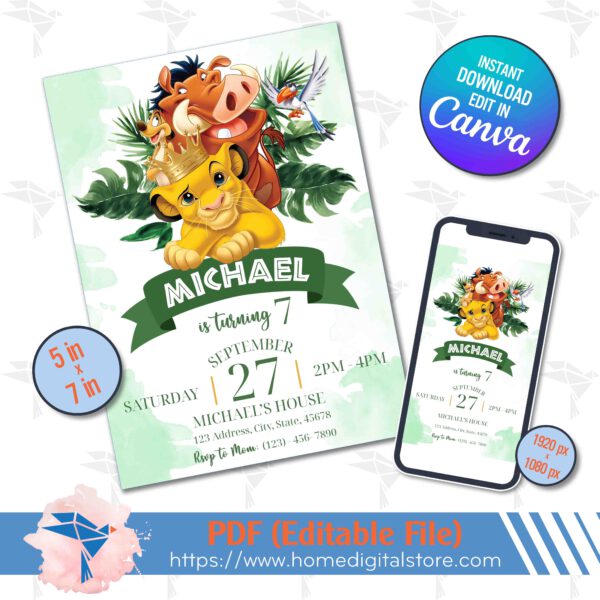 Lion King Birthday Invitation