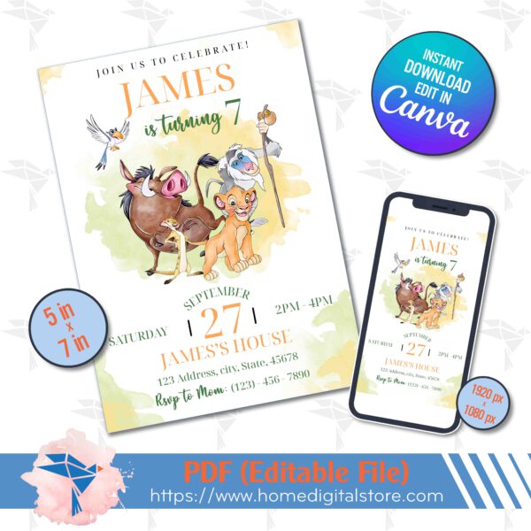 Lion King Birthday Invitation