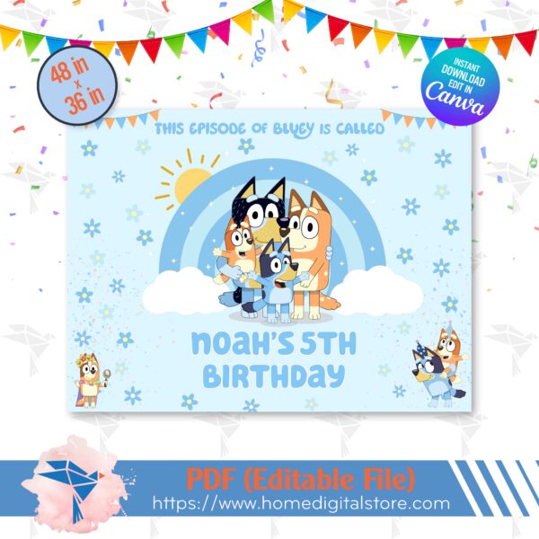 Edible Birthday Bluey Backdrop
