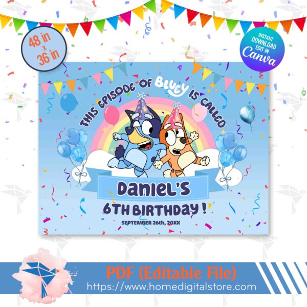 Bluey Edible Birthday Backdrop