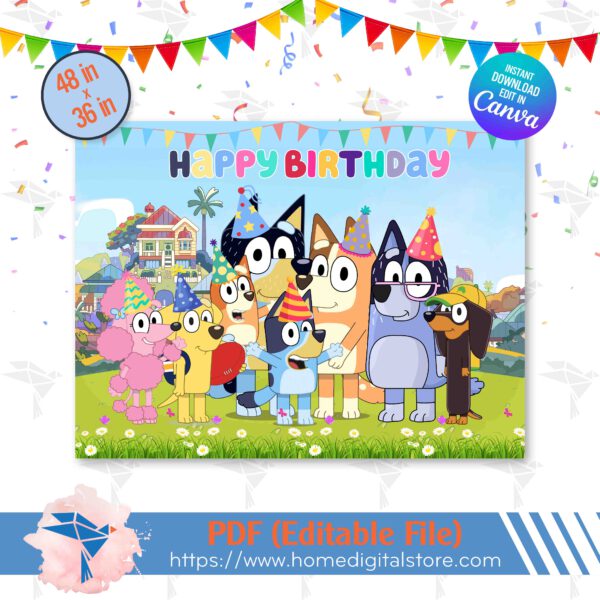 Edible Birthday Bluey Backdrop