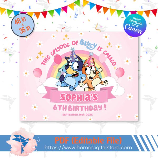 Bluey Edible Birthday Backdrop