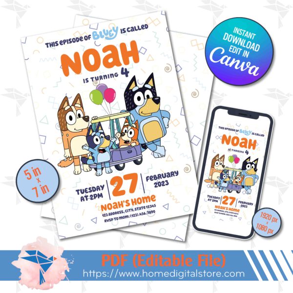 Birthday Bluey Invitation