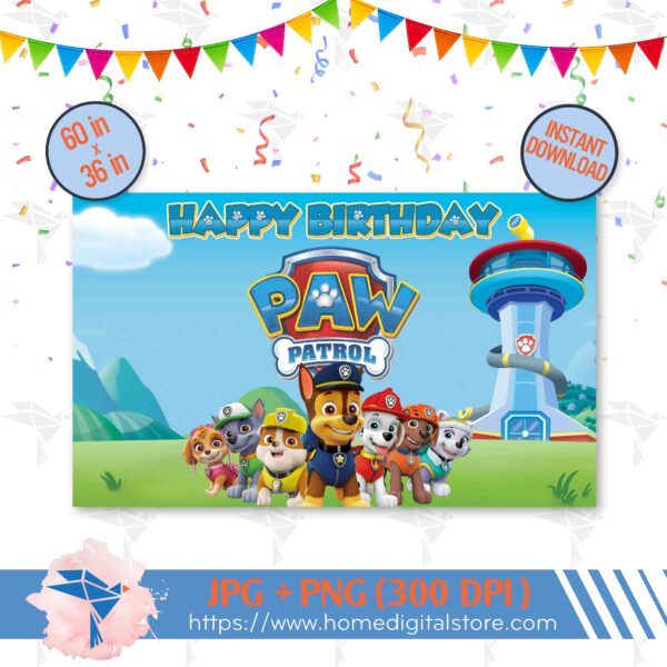 Paw Patrol Birthday Backdrop