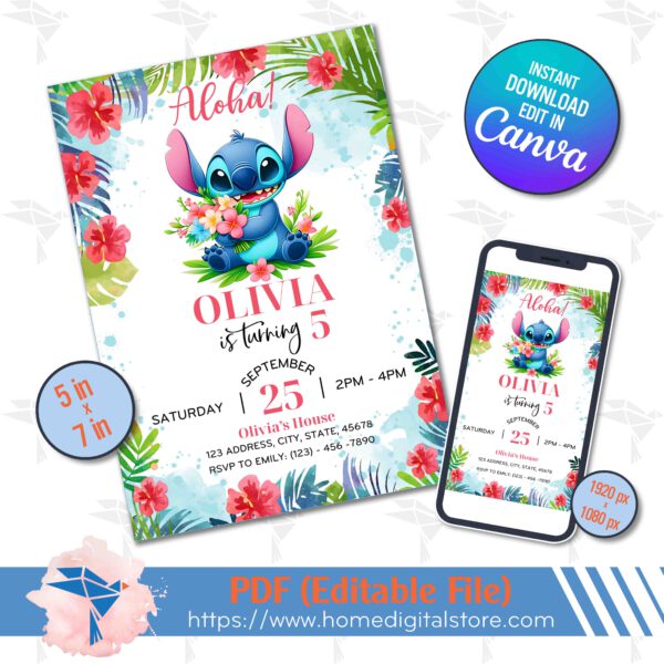 Lilo and Stitch Birthday Invitation