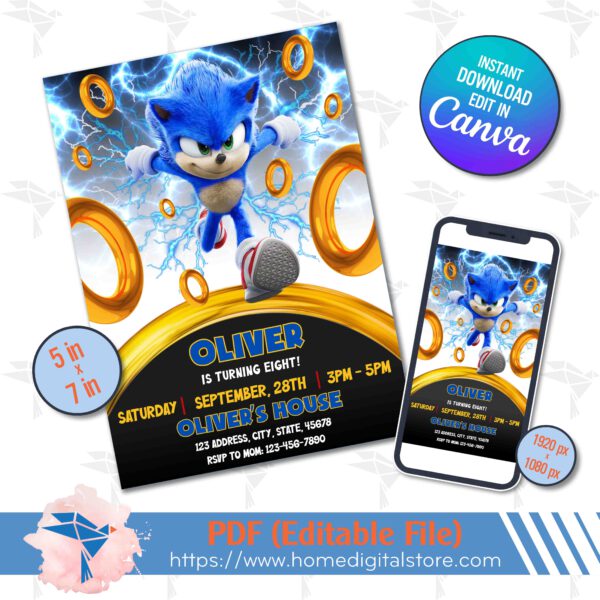 Sonic Birthday Invitation