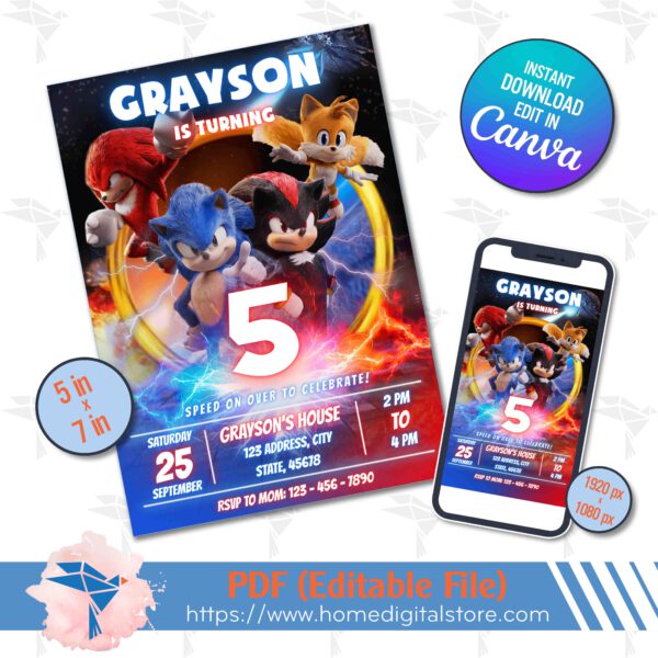 Birthday Invitation Sonic