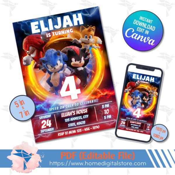 Birthday Invitation Sonic