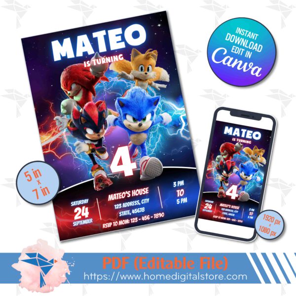 Birthday Invitation Sonic