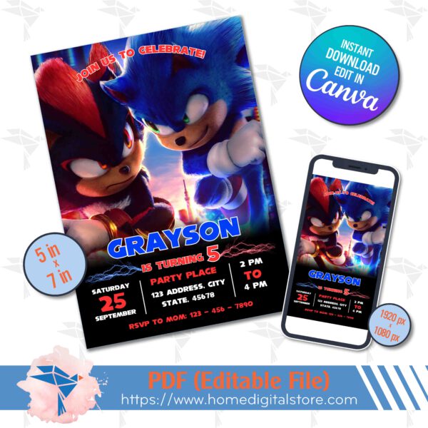 Birthday Invitation Sonic