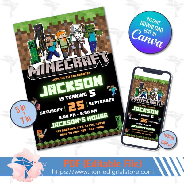 Minecraft Birthday Invitation