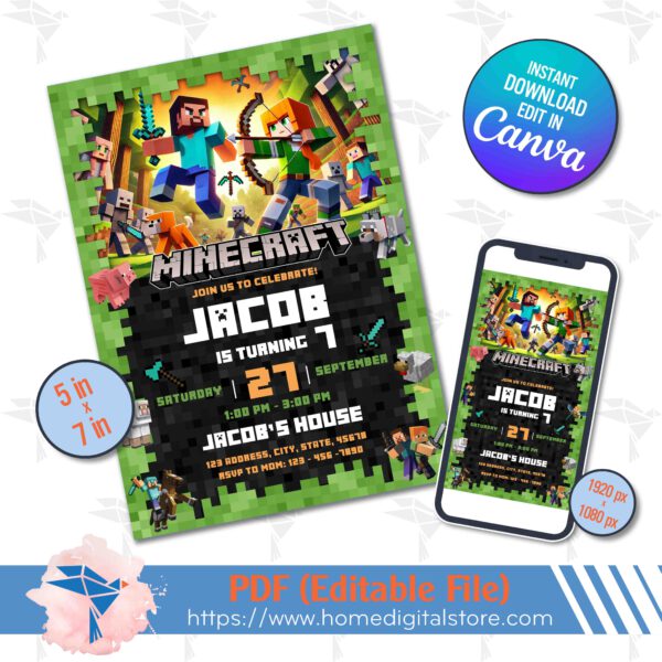 Birthday Minecraft Invitation