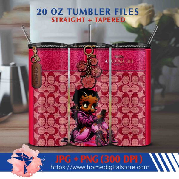 20oz Betty Boop Coach Bag Tumbler Wrap