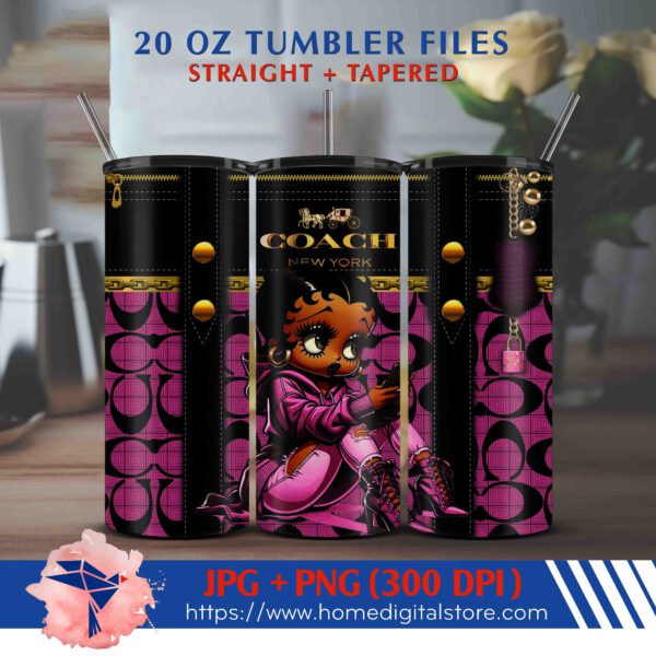 20oz Betty Boop Coach Bag Tumbler Wrap