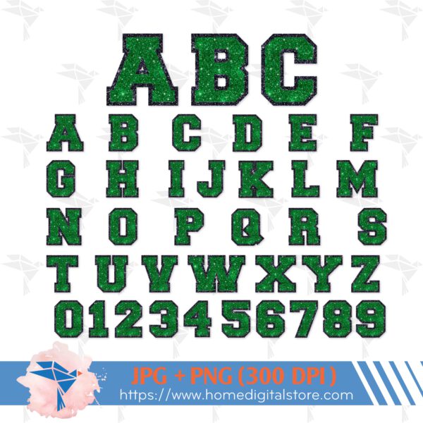 Black Green Glitter Font