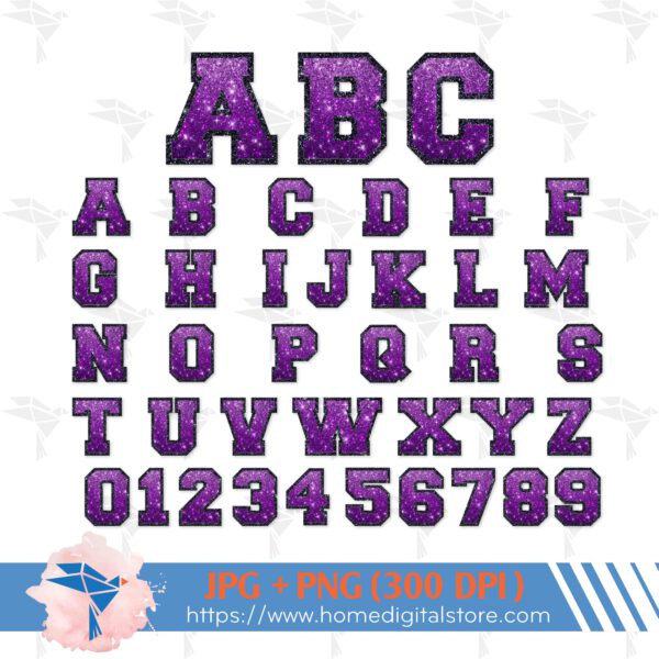Black Purple Glitter Font