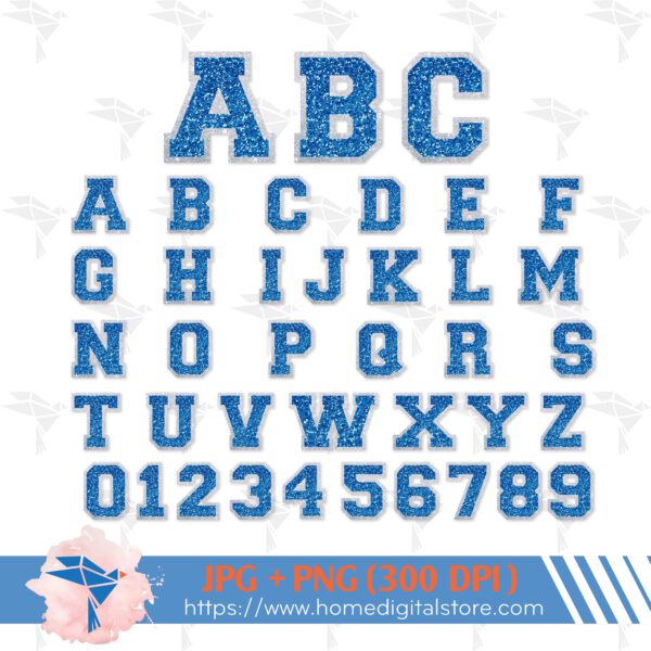 Silver Blue Glitter Font