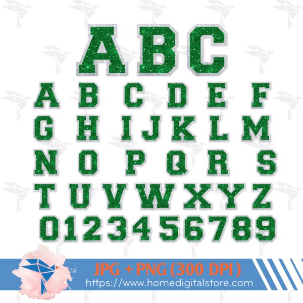 Silver Green Glitter Font