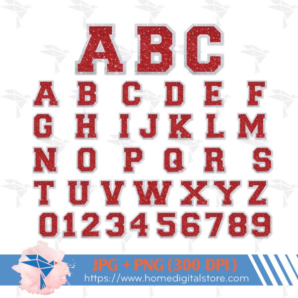 Silver Red Glitter Font